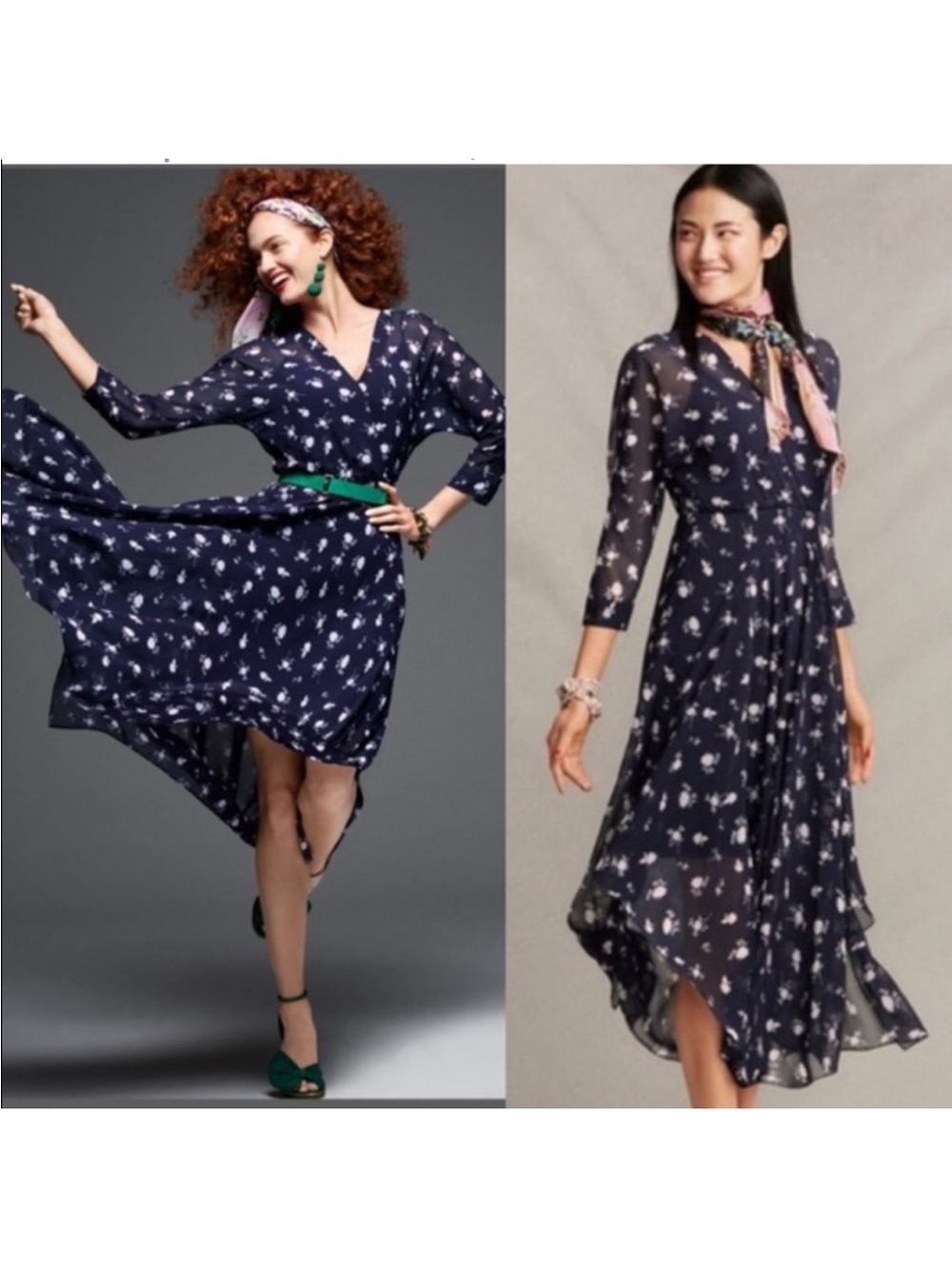 Cabi Dress Dream Pemberley Print Midi Dress Blue Size 6